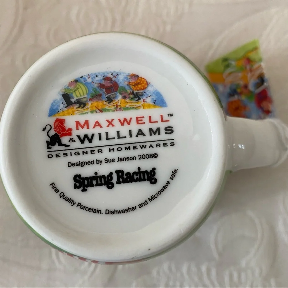 MAXWELL & WILLIAMS MUG DESIGNED BY SUE JANSON SPRING RACING 2008 PORCELAIN